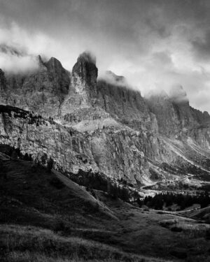 Dolomites Falesia, Italy Wall Print, Extra Large, Black and White Photography, Fine Art