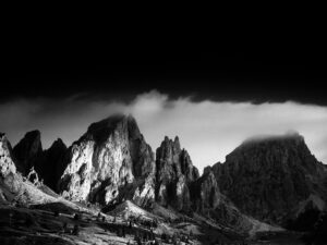 Dolomites Gardena Pass, Italy Print, Large, Black and White, Italy Photography, Fine Art